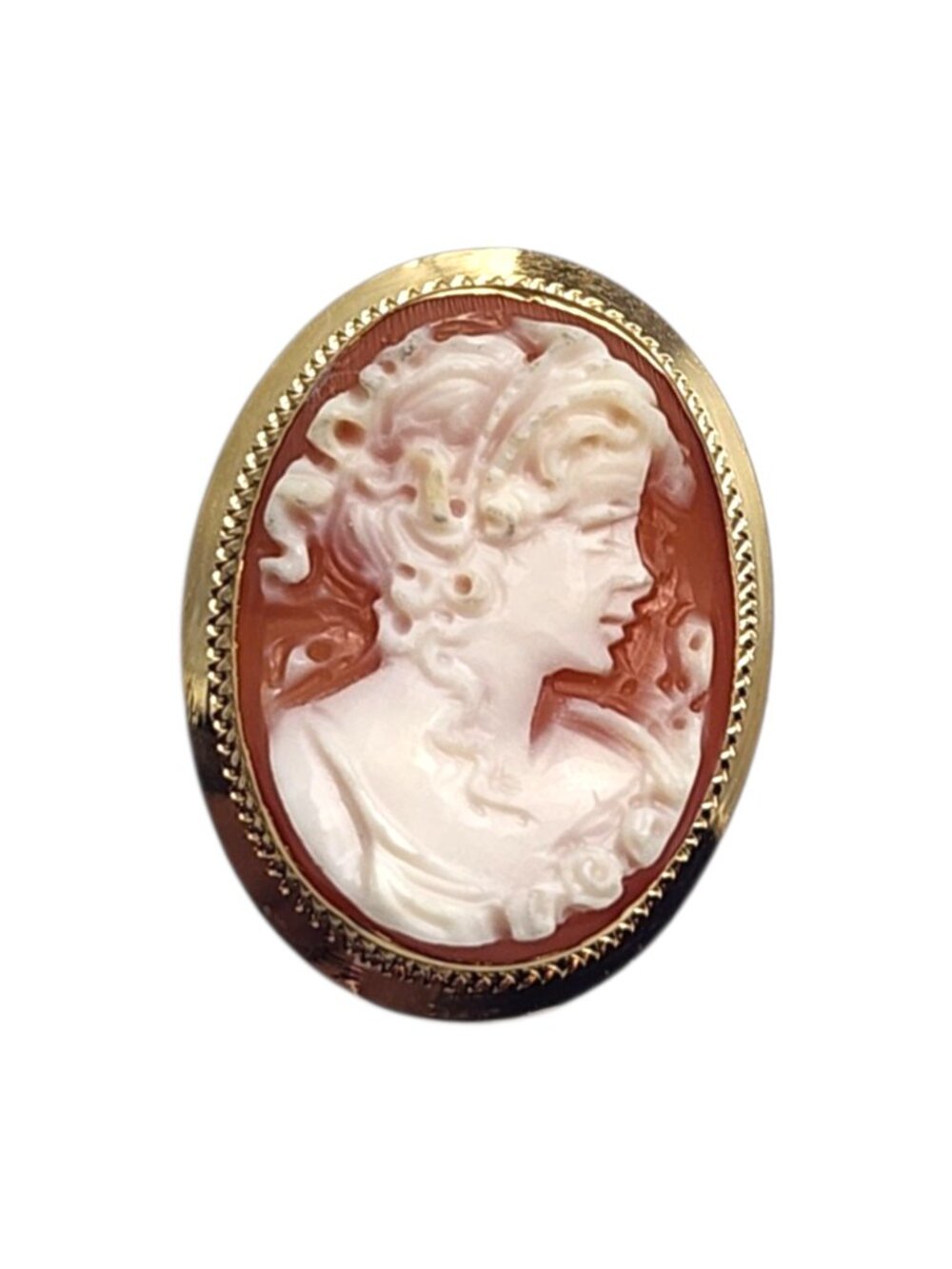 18K Yellow Gold Cameo Pendant Pin #25700